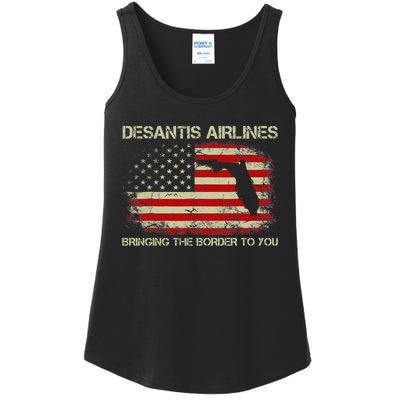 DeSantis Airlines Bringing The Border To You Funny DeSantis Ladies Essential Tank