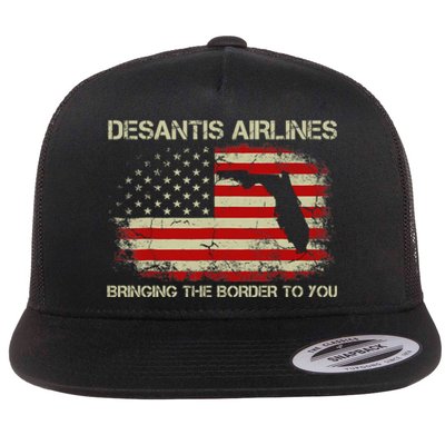 DeSantis Airlines Bringing The Border To You Funny DeSantis Flat Bill Trucker Hat