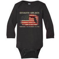 DeSantis Airlines Bringing The Border To You Funny DeSantis Baby Long Sleeve Bodysuit