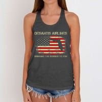 DeSantis Airlines Bringing The Border To You Funny DeSantis Women's Knotted Racerback Tank