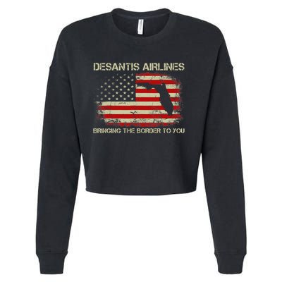 DeSantis Airlines Bringing The Border To You Funny DeSantis Cropped Pullover Crew