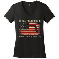 DeSantis Airlines Bringing The Border To You Funny DeSantis Women's V-Neck T-Shirt