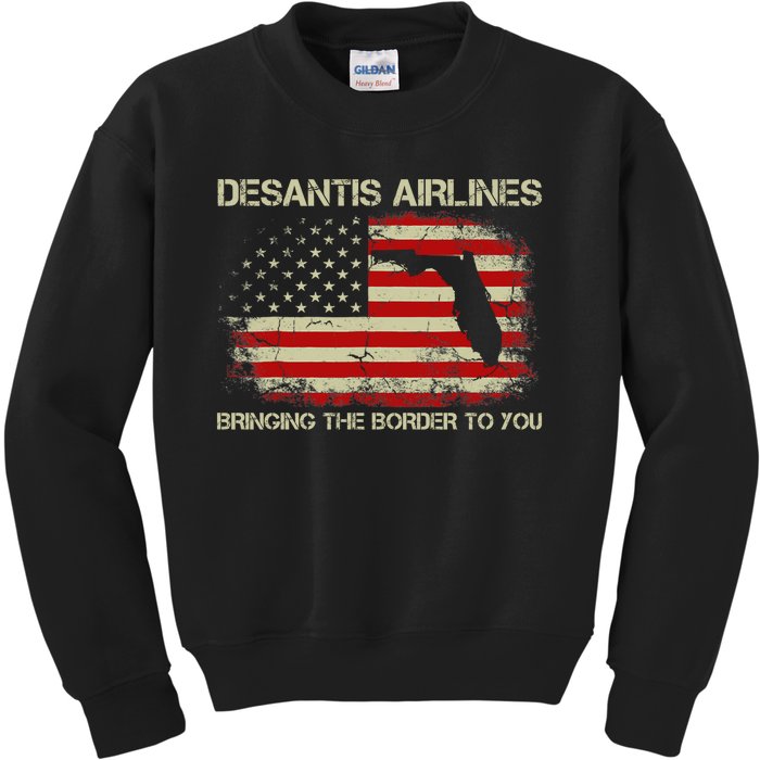 DeSantis Airlines Bringing The Border To You Funny DeSantis Kids Sweatshirt