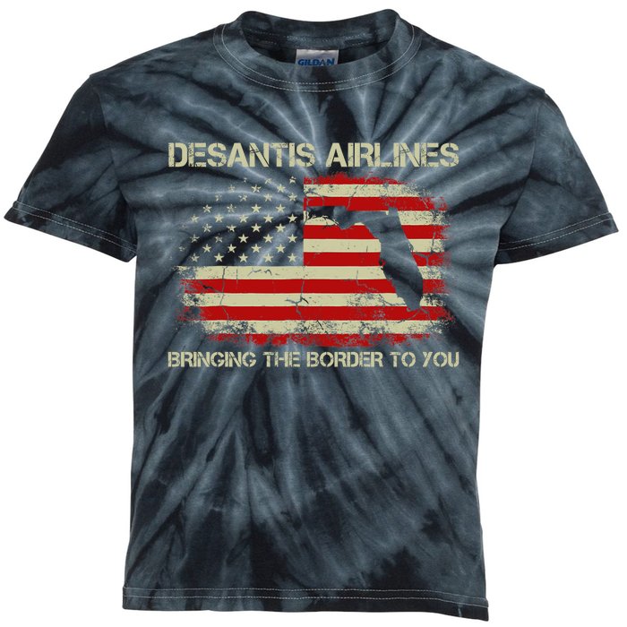 DeSantis Airlines Bringing The Border To You Funny DeSantis Kids Tie-Dye T-Shirt