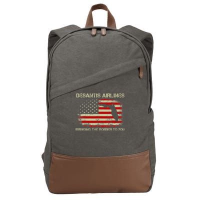 DeSantis Airlines Bringing The Border To You Funny DeSantis Cotton Canvas Backpack