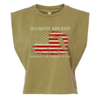 DeSantis Airlines Bringing The Border To You Funny DeSantis Garment-Dyed Women's Muscle Tee