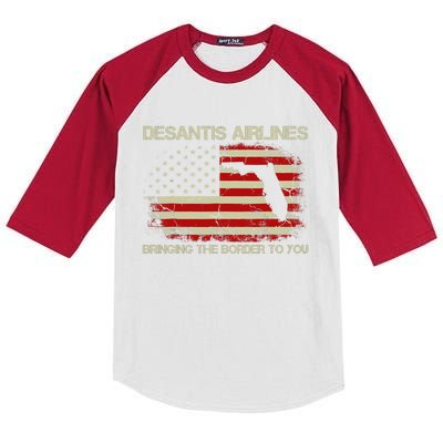 DeSantis Airlines Bringing The Border To You Funny DeSantis Kids Colorblock Raglan Jersey