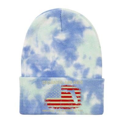 DeSantis Airlines Bringing The Border To You Funny DeSantis Tie Dye 12in Knit Beanie