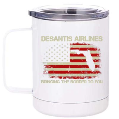 DeSantis Airlines Bringing The Border To You Funny DeSantis 12 oz Stainless Steel Tumbler Cup