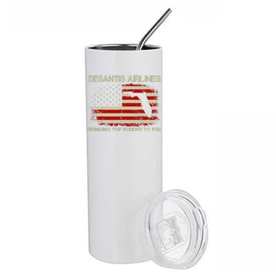 DeSantis Airlines Bringing The Border To You Funny DeSantis Stainless Steel Tumbler