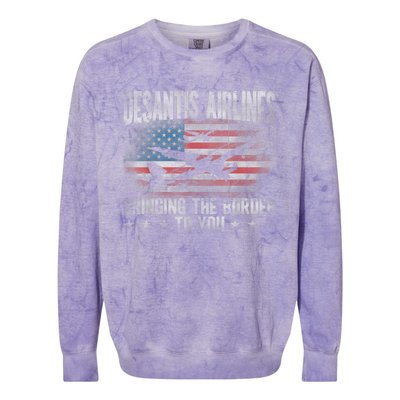 DeSantis Airlines Bringing The Border To You American US Flag Colorblast Crewneck Sweatshirt