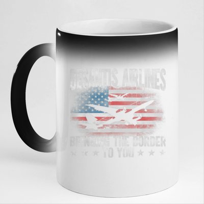 DeSantis Airlines Bringing The Border To You American US Flag 11oz Black Color Changing Mug