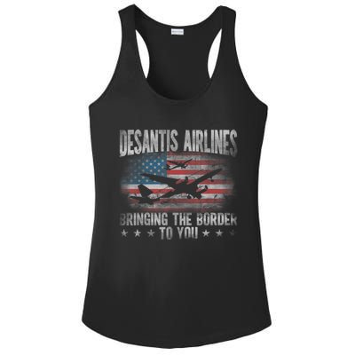 DeSantis Airlines Bringing The Border To You American US Flag Ladies PosiCharge Competitor Racerback Tank