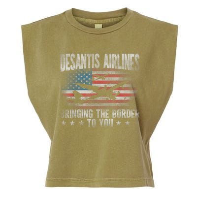 DeSantis Airlines Bringing The Border To You American US Flag Garment-Dyed Women's Muscle Tee