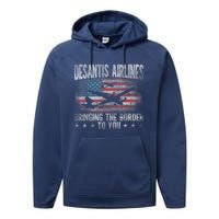 DeSantis Airlines Bringing The Border To You American US Flag Performance Fleece Hoodie