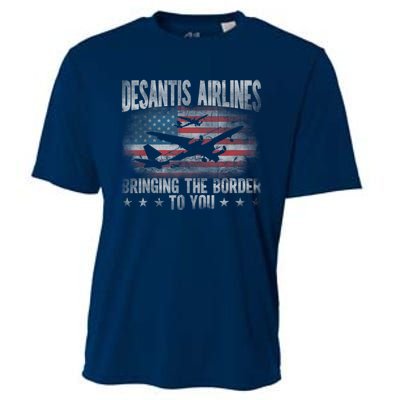 DeSantis Airlines Bringing The Border To You American US Flag Cooling Performance Crew T-Shirt