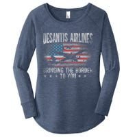 DeSantis Airlines Bringing The Border To You American US Flag Women's Perfect Tri Tunic Long Sleeve Shirt