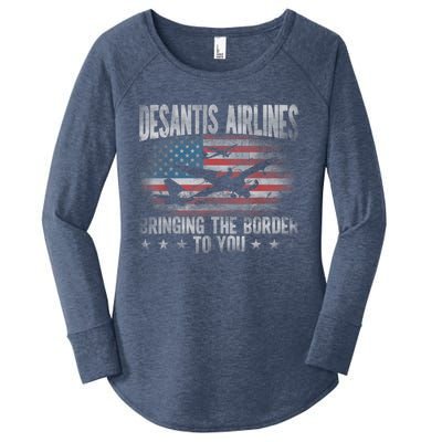 DeSantis Airlines Bringing The Border To You American US Flag Women's Perfect Tri Tunic Long Sleeve Shirt