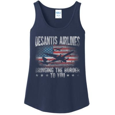 DeSantis Airlines Bringing The Border To You American US Flag Ladies Essential Tank