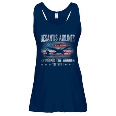 DeSantis Airlines Bringing The Border To You American US Flag Ladies Essential Flowy Tank