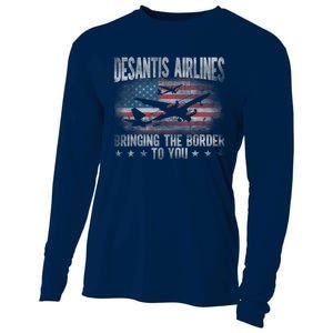 DeSantis Airlines Bringing The Border To You American US Flag Cooling Performance Long Sleeve Crew