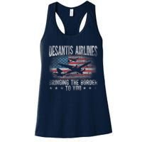 DeSantis Airlines Bringing The Border To You American US Flag Women's Racerback Tank