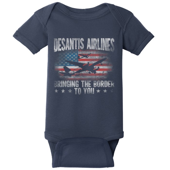 DeSantis Airlines Bringing The Border To You American US Flag Baby Bodysuit