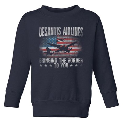 DeSantis Airlines Bringing The Border To You American US Flag Toddler Sweatshirt