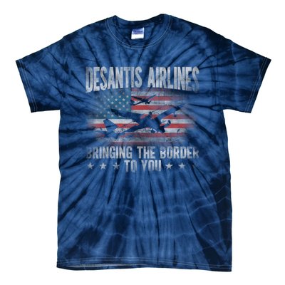 DeSantis Airlines Bringing The Border To You American US Flag Tie-Dye T-Shirt