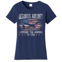 DeSantis Airlines Bringing The Border To You American US Flag Women's T-Shirt