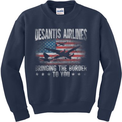 DeSantis Airlines Bringing The Border To You American US Flag Kids Sweatshirt