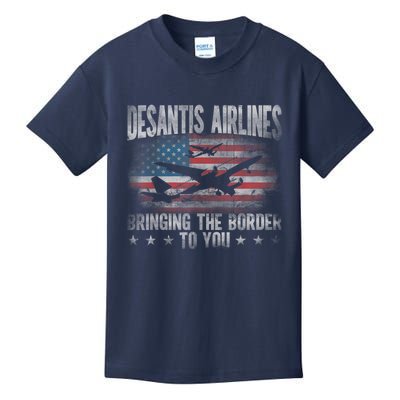 DeSantis Airlines Bringing The Border To You American US Flag Kids T-Shirt