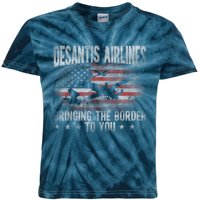 DeSantis Airlines Bringing The Border To You American US Flag Kids Tie-Dye T-Shirt