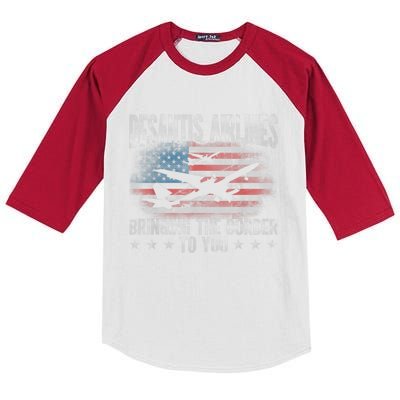 DeSantis Airlines Bringing The Border To You American US Flag Kids Colorblock Raglan Jersey