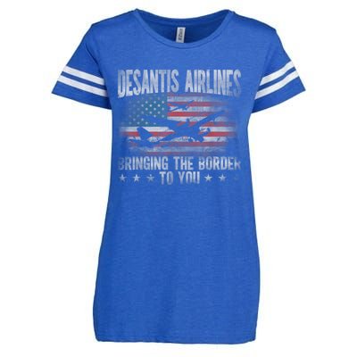 DeSantis Airlines Bringing The Border To You American US Flag Enza Ladies Jersey Football T-Shirt