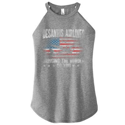 DeSantis Airlines Bringing The Border To You American US Flag Women's Perfect Tri Rocker Tank