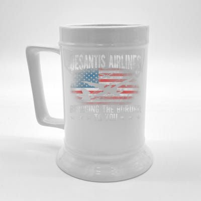 DeSantis Airlines Bringing The Border To You American US Flag Beer Stein