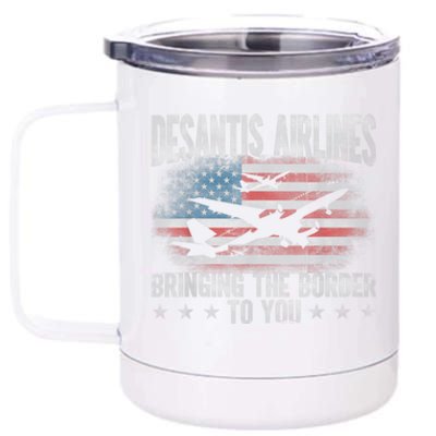 DeSantis Airlines Bringing The Border To You American US Flag 12 oz Stainless Steel Tumbler Cup