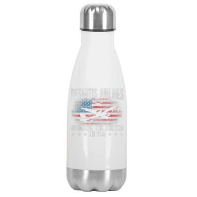 DeSantis Airlines Bringing The Border To You American US Flag Stainless Steel Insulated Water Bottle