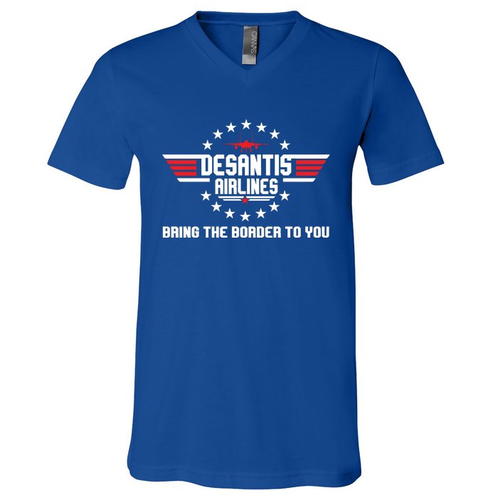 DeSantis Airlines Bringing The Border To You American US Flag Vintage V-Neck T-Shirt