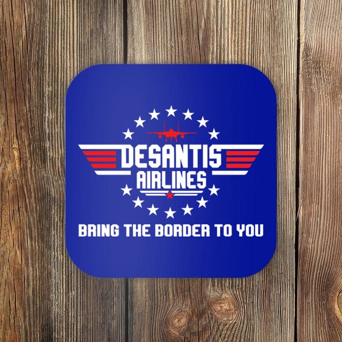 DeSantis Airlines Bringing The Border To You American US Flag Vintage Coaster