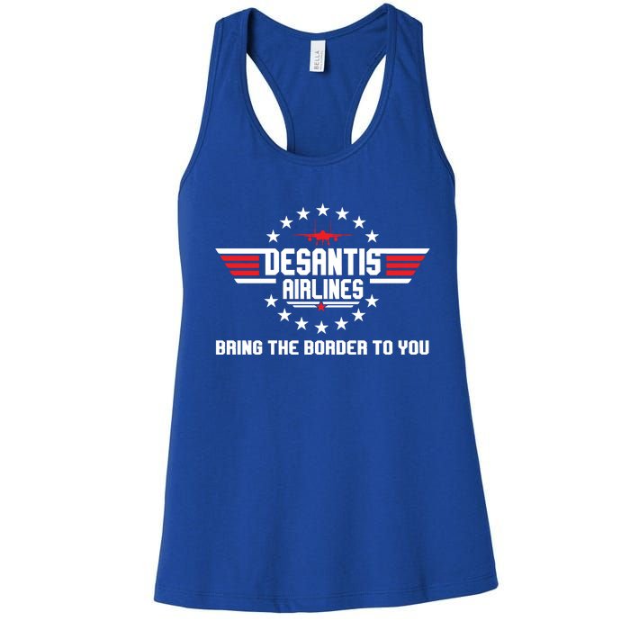 DeSantis Airlines Bringing The Border To You American US Flag Vintage Women's Racerback Tank