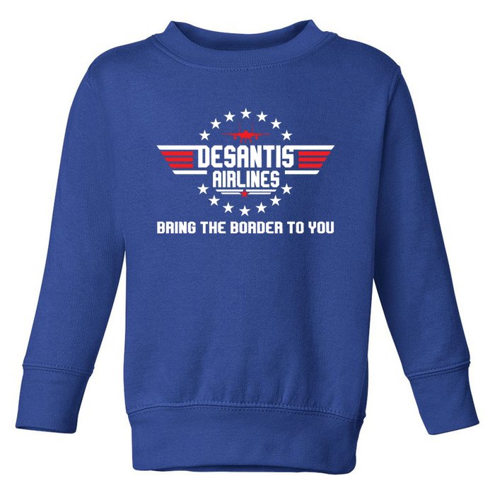 DeSantis Airlines Bringing The Border To You American US Flag Vintage Toddler Sweatshirt