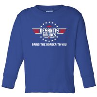 DeSantis Airlines Bringing The Border To You American US Flag Vintage Toddler Long Sleeve Shirt