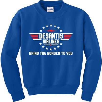 DeSantis Airlines Bringing The Border To You American US Flag Vintage Kids Sweatshirt