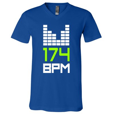 Drum And Bass 174 Bpm Dnb Music Liquid Jungle Edm Gift V-Neck T-Shirt