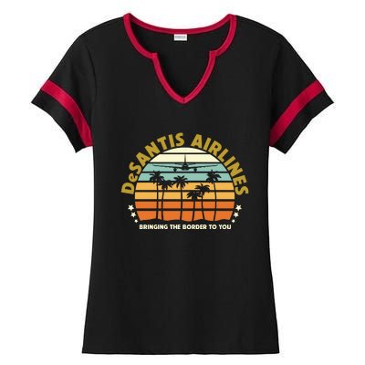 DeSantis Airlines Bringing The Border To You Meme Retro Florida Style Ladies Halftime Notch Neck Tee