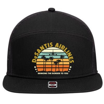 DeSantis Airlines Bringing The Border To You Meme Retro Florida Style 7 Panel Mesh Trucker Snapback Hat