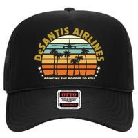 DeSantis Airlines Bringing The Border To You Meme Retro Florida Style High Crown Mesh Back Trucker Hat