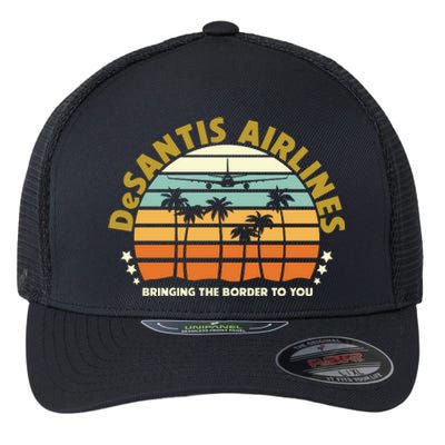 DeSantis Airlines Bringing The Border To You Meme Retro Florida Style Flexfit Unipanel Trucker Cap